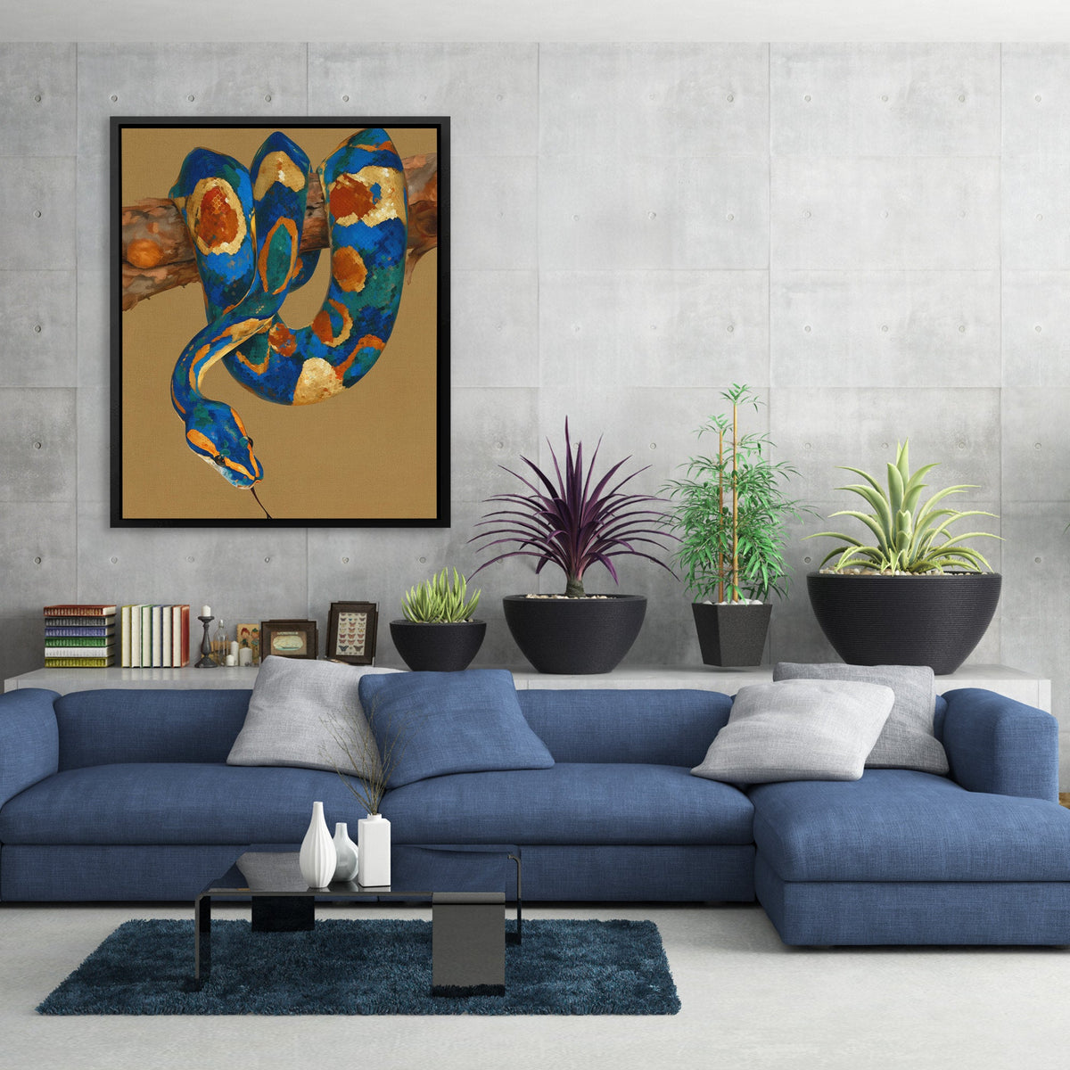 Python's Blue Coil - Luxury Wall Art