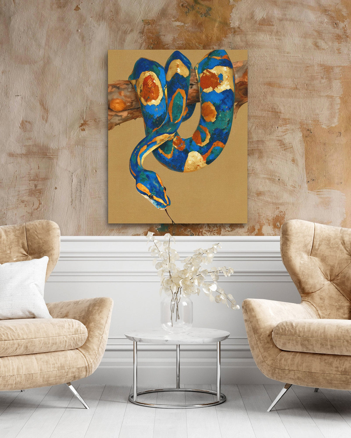 Python's Blue Coil - Luxury Wall Art