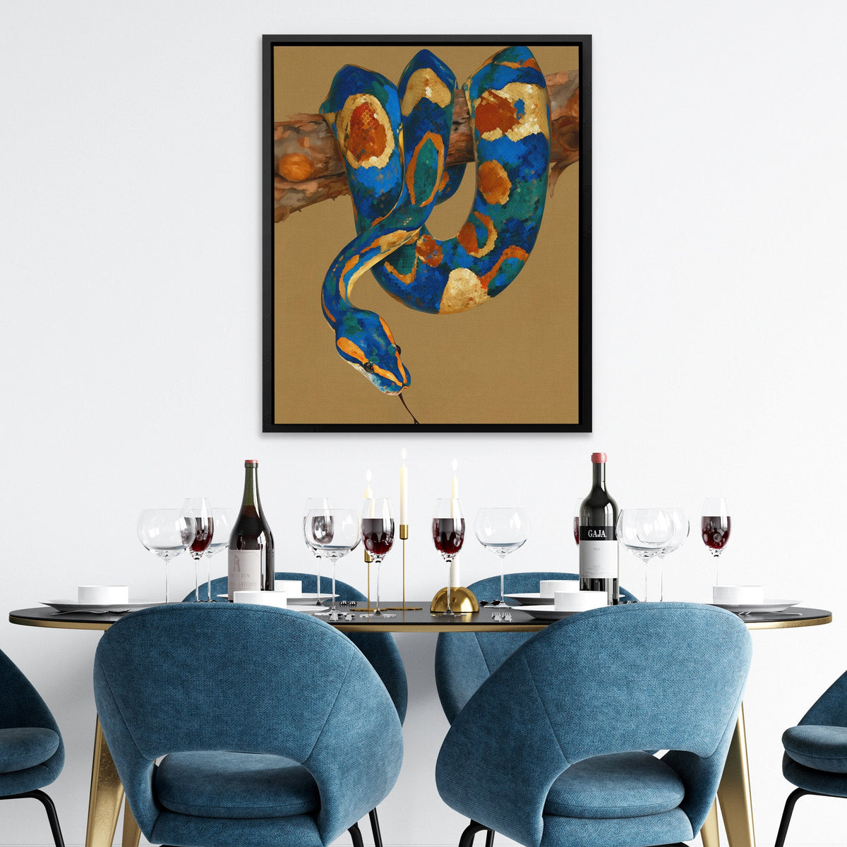 Python's Blue Coil - Luxury Wall Art