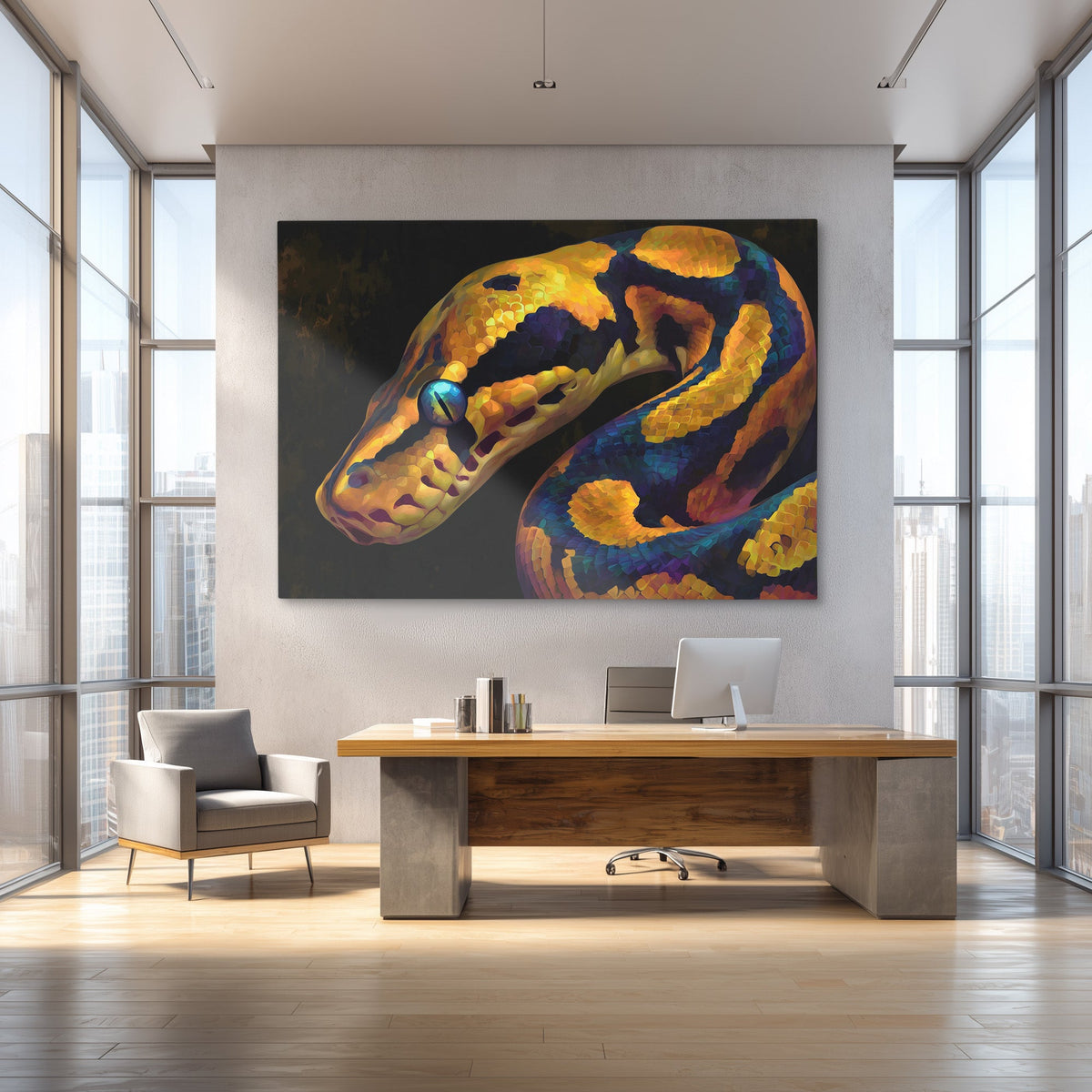 Python's Golden Coil - Luxury Wall Art