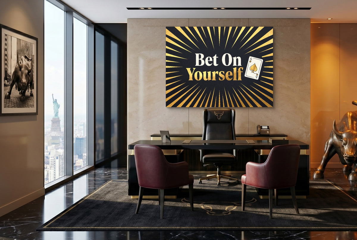 Quote Bet On Yourself — quote bet on yourself office with desk and chairs 2 1land flush print