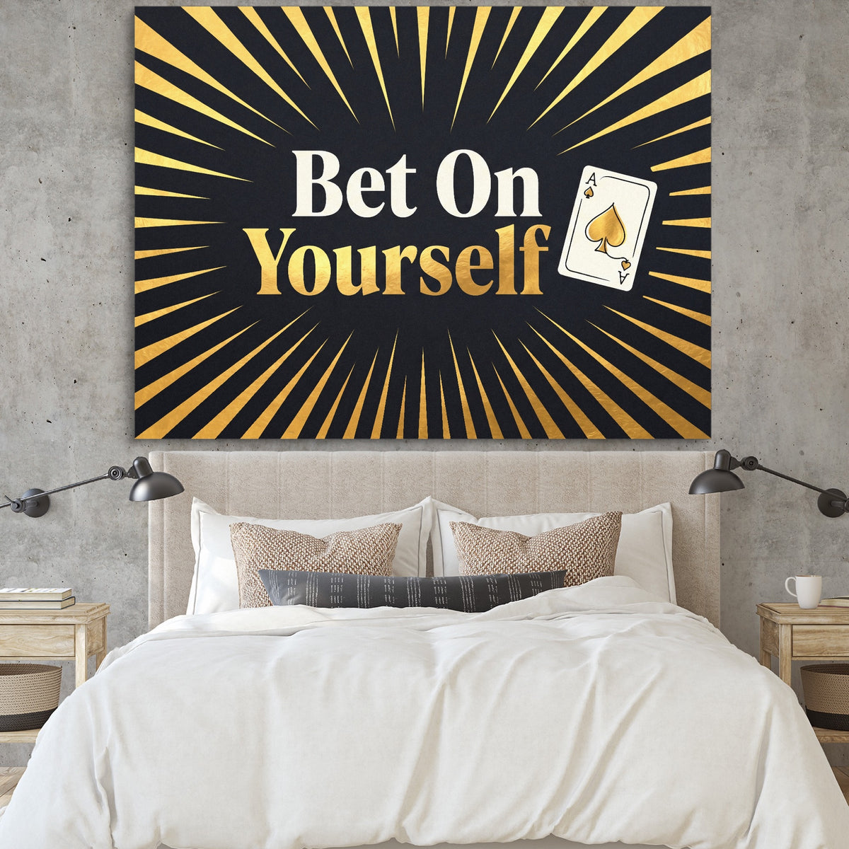 Quote Bet On Yourself — quote bet on yourself sq bedroom cement wall 1land flush print