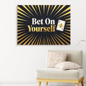 Quote Bet On Yourself — quote bet on yourself sq pink chair wall 1land flush print