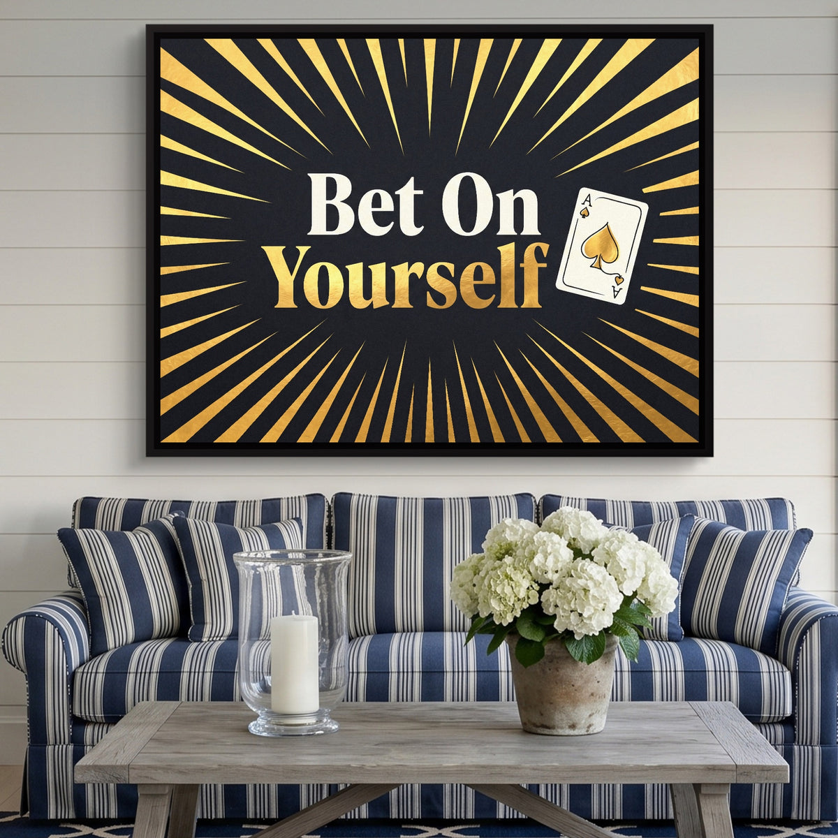 Quote Bet On Yourself — quote bet on yourself sq striped couch 1land framed black