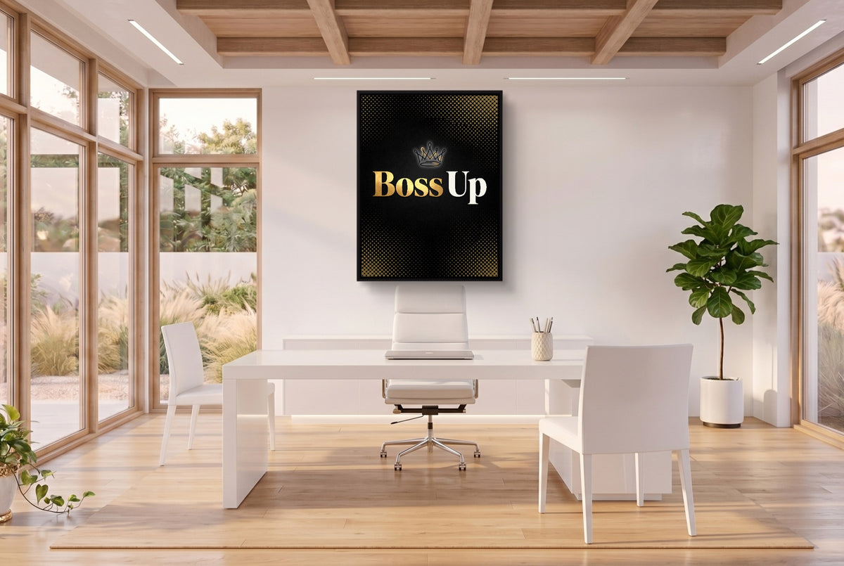 Quote Boss Up — quote boss up office space with desk 3 1port framed black