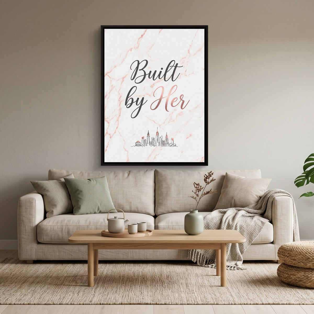 Quote Built By Her — quote built by her sq calm vibes 1port framed black