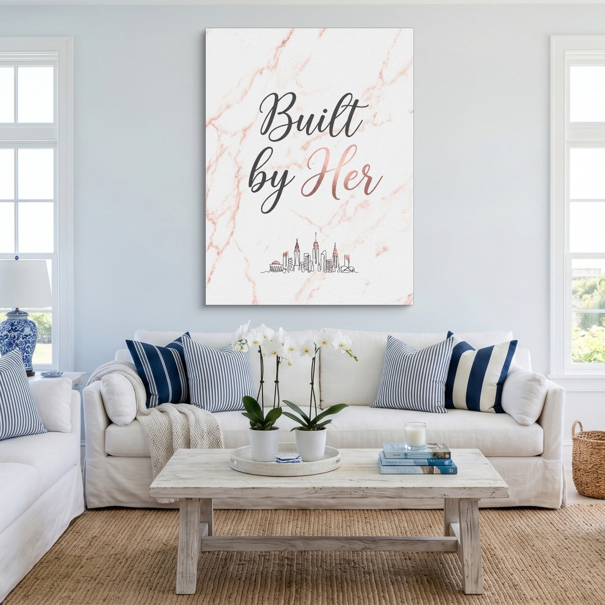 Quote Built By Her — quote built by her sq cute livingroom 1port flush print