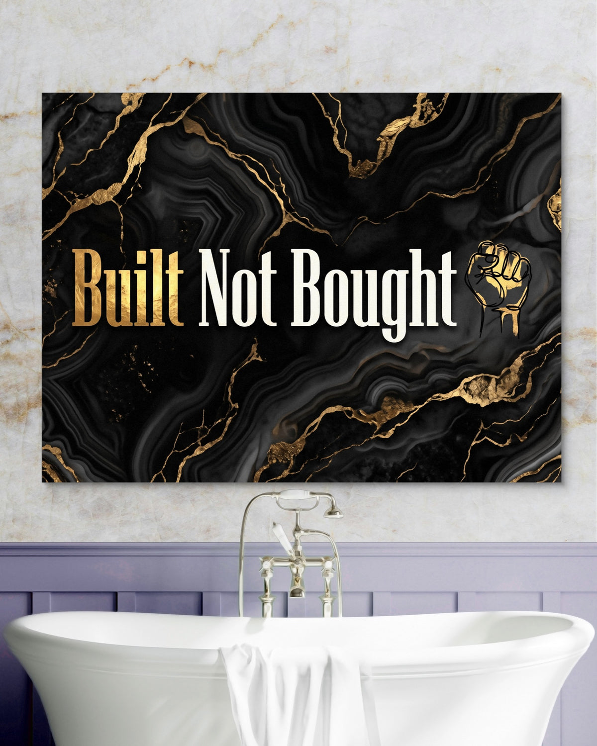 Quote Built Not Bought — quote built not bought psd marble purple bath 1land flush print