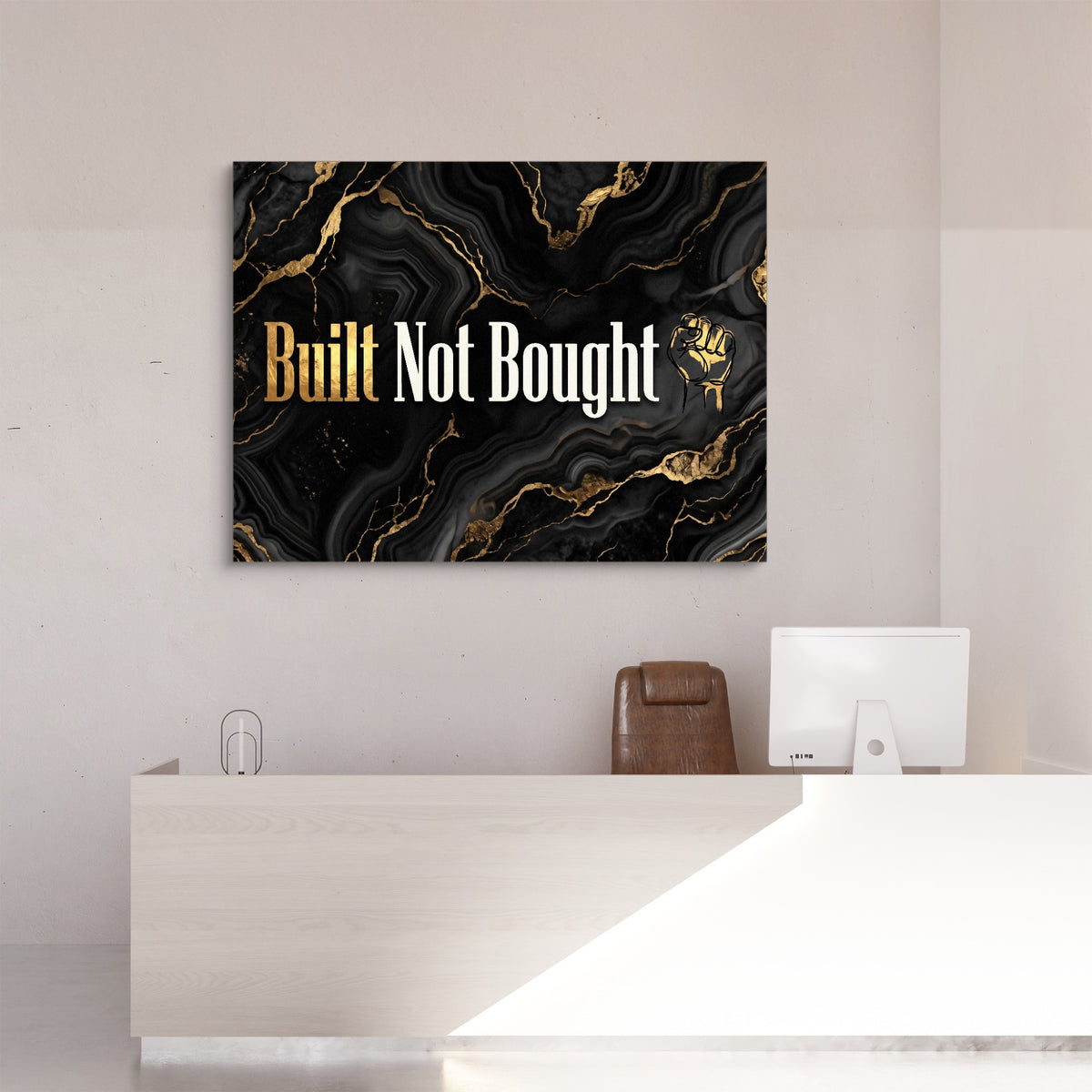 Quote Built Not Bought — quote built not bought sq reception desk 1land flush print