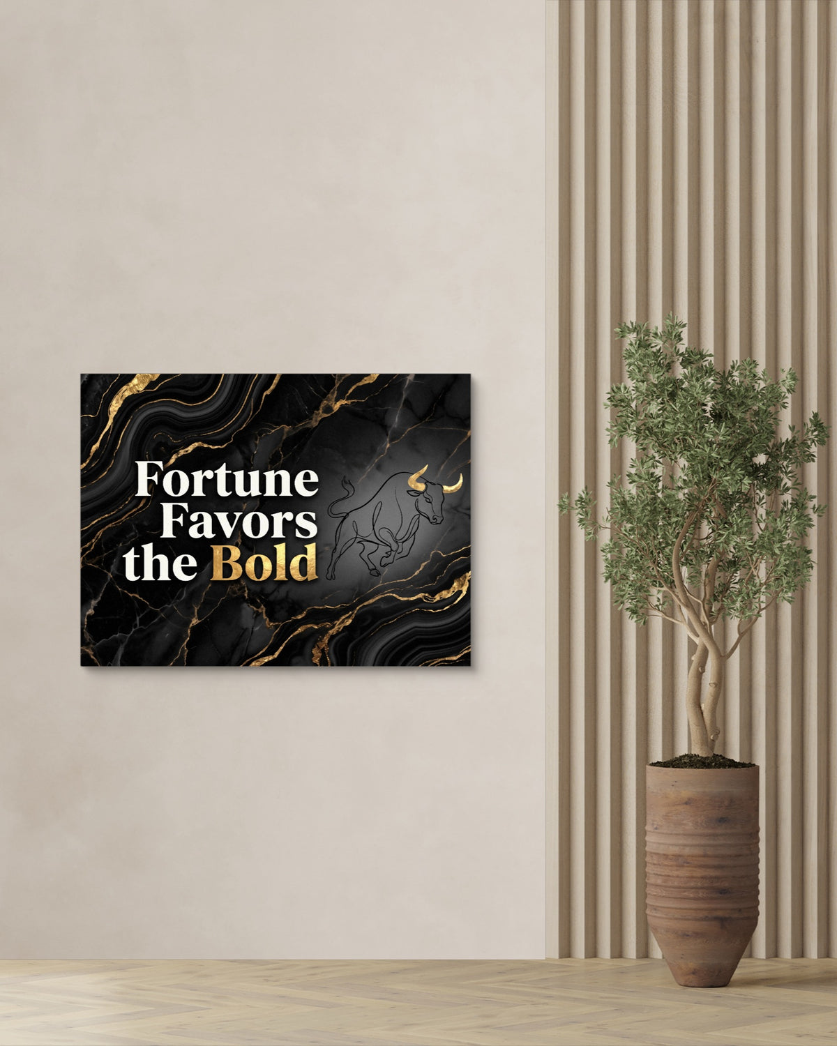 Quote Fortune Favors The Bold — quote fortune favors the bold psd plant wall right 1land flush print