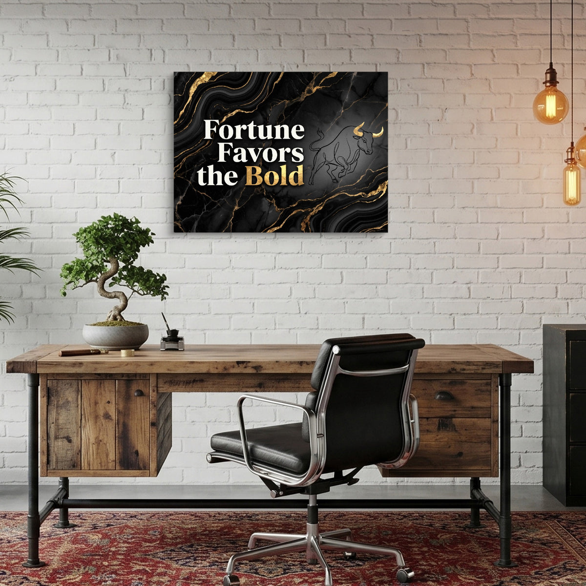 Quote Fortune Favors The Bold — quote fortune favors the bold sq bonsai office 1land flush print