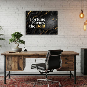Quote Fortune Favors The Bold — quote fortune favors the bold sq bonsai office 1land flush print