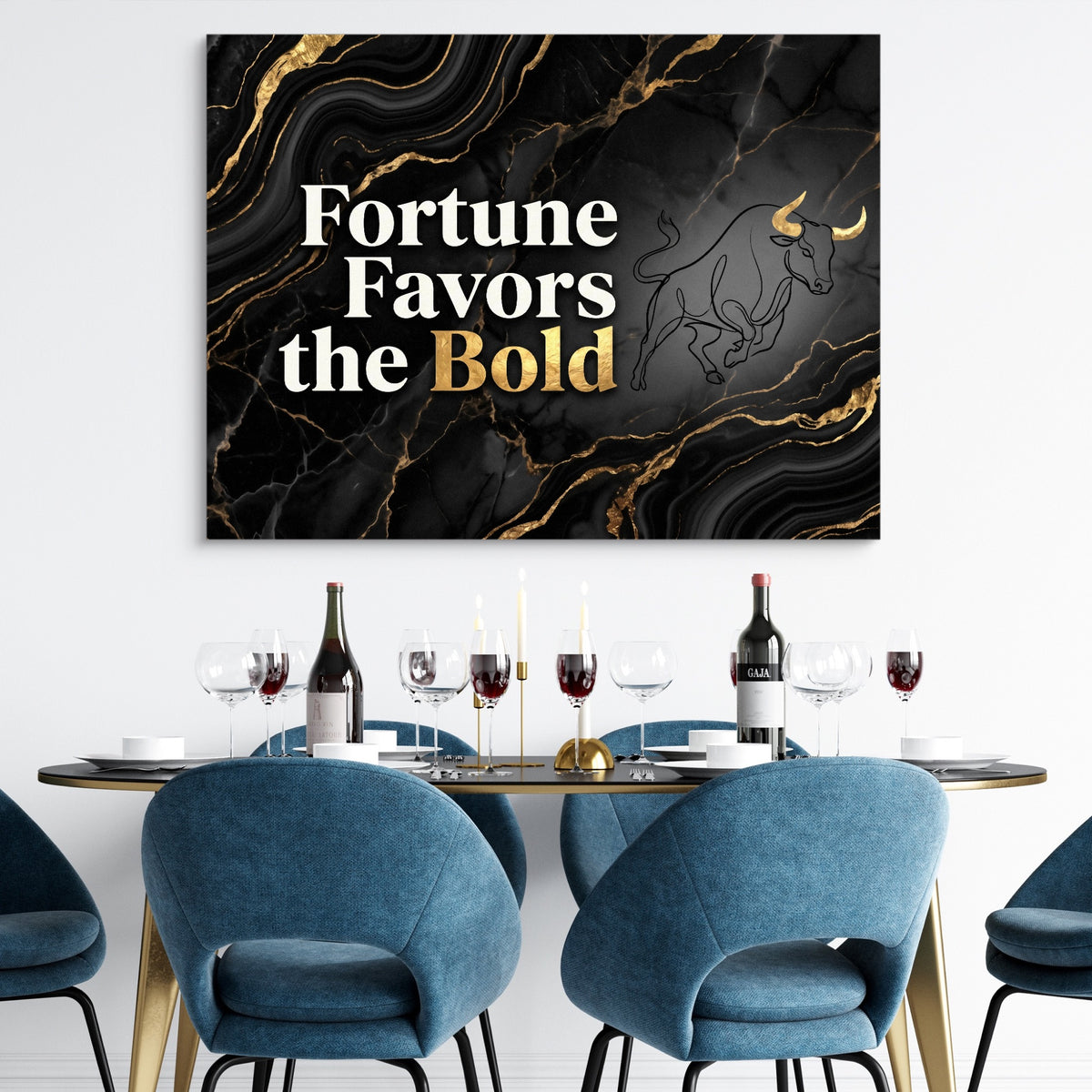 Quote Fortune Favors The Bold — quote fortune favors the bold sq dining room tables 1land flush print