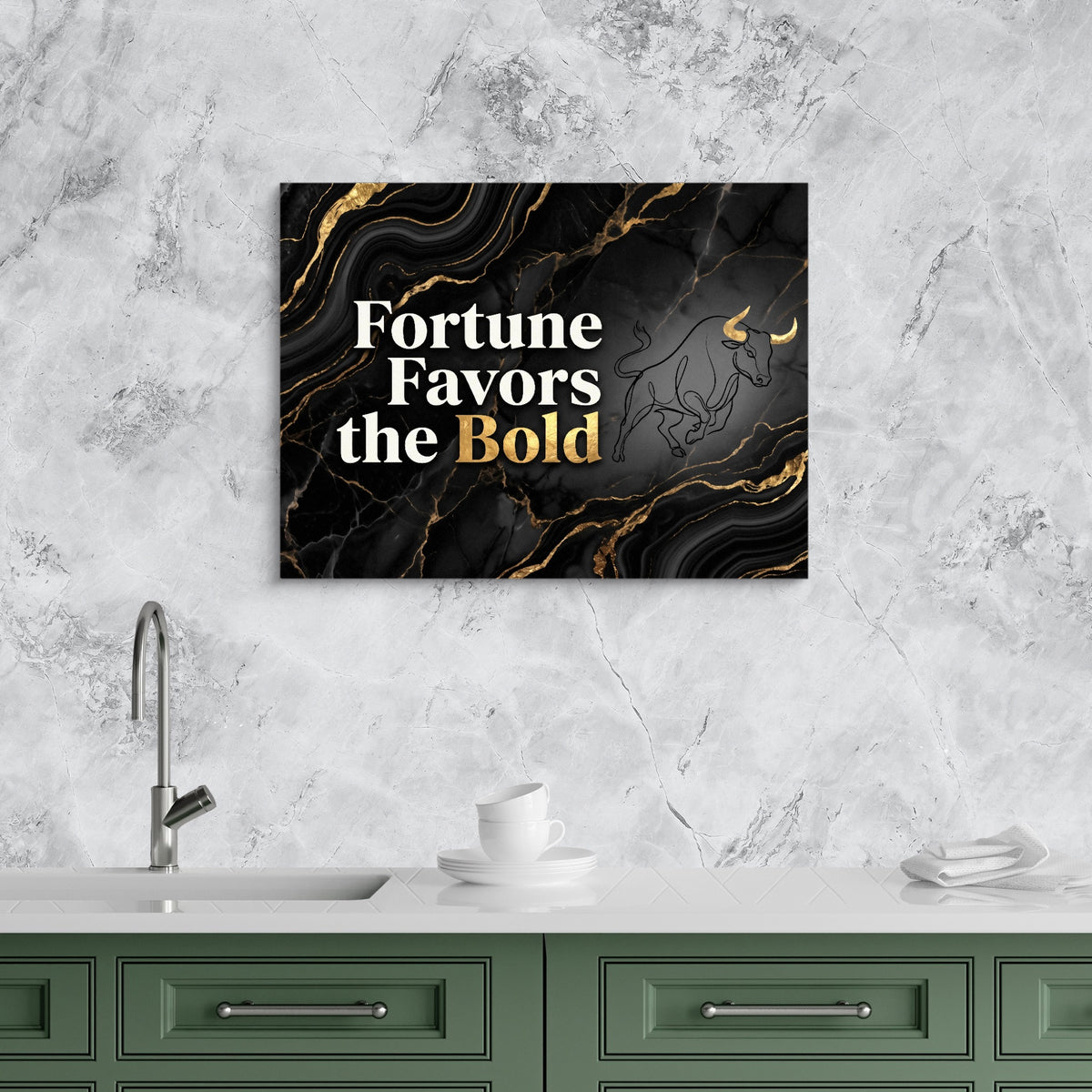 Quote Fortune Favors The Bold — quote fortune favors the bold sq kitchen granite purple 1land flush print