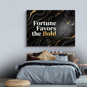 Quote Fortune Favors The Bold — quote fortune favors the bold sq land comfortable bedroom 1land flush print
