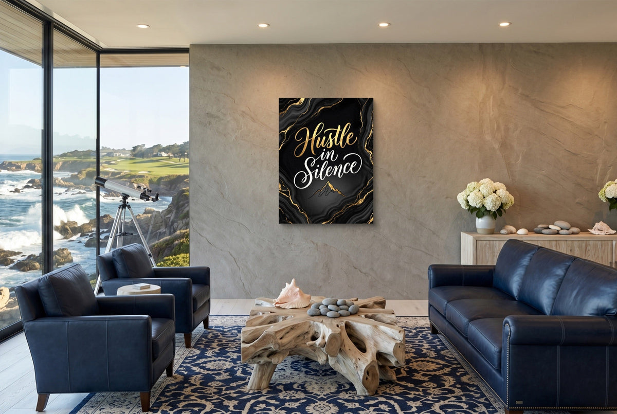Quote Hustle In Silence - Luxury Wall Art