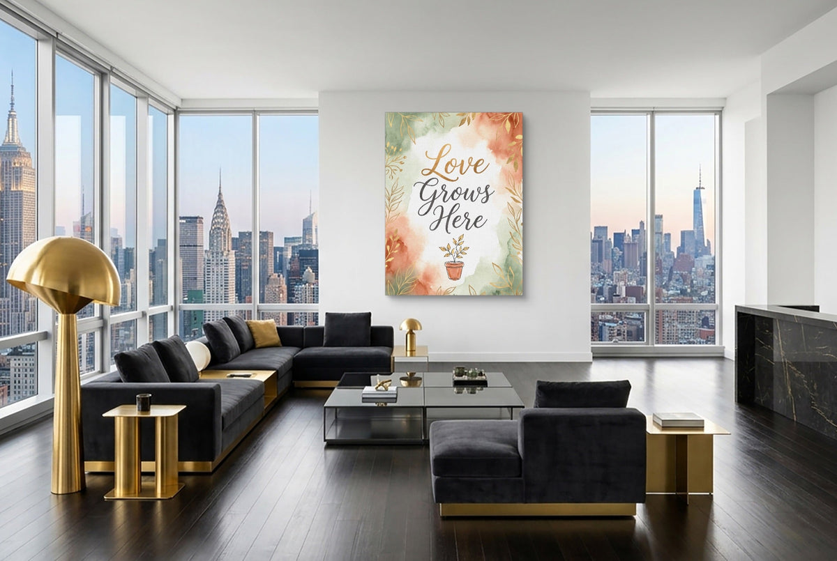 Quote Love Grows Here - Luxury Wall Art