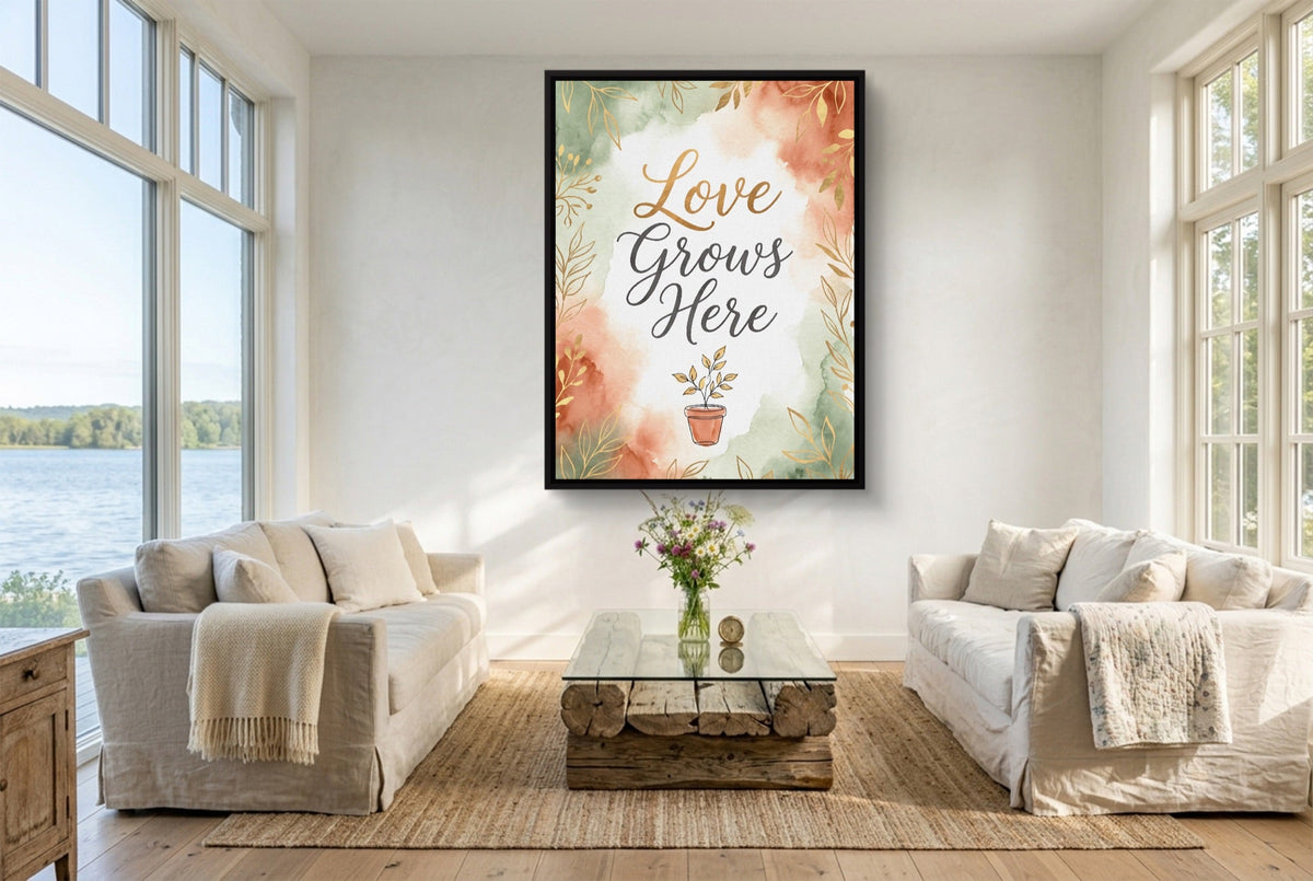 Quote Love Grows Here - Luxury Wall Art
