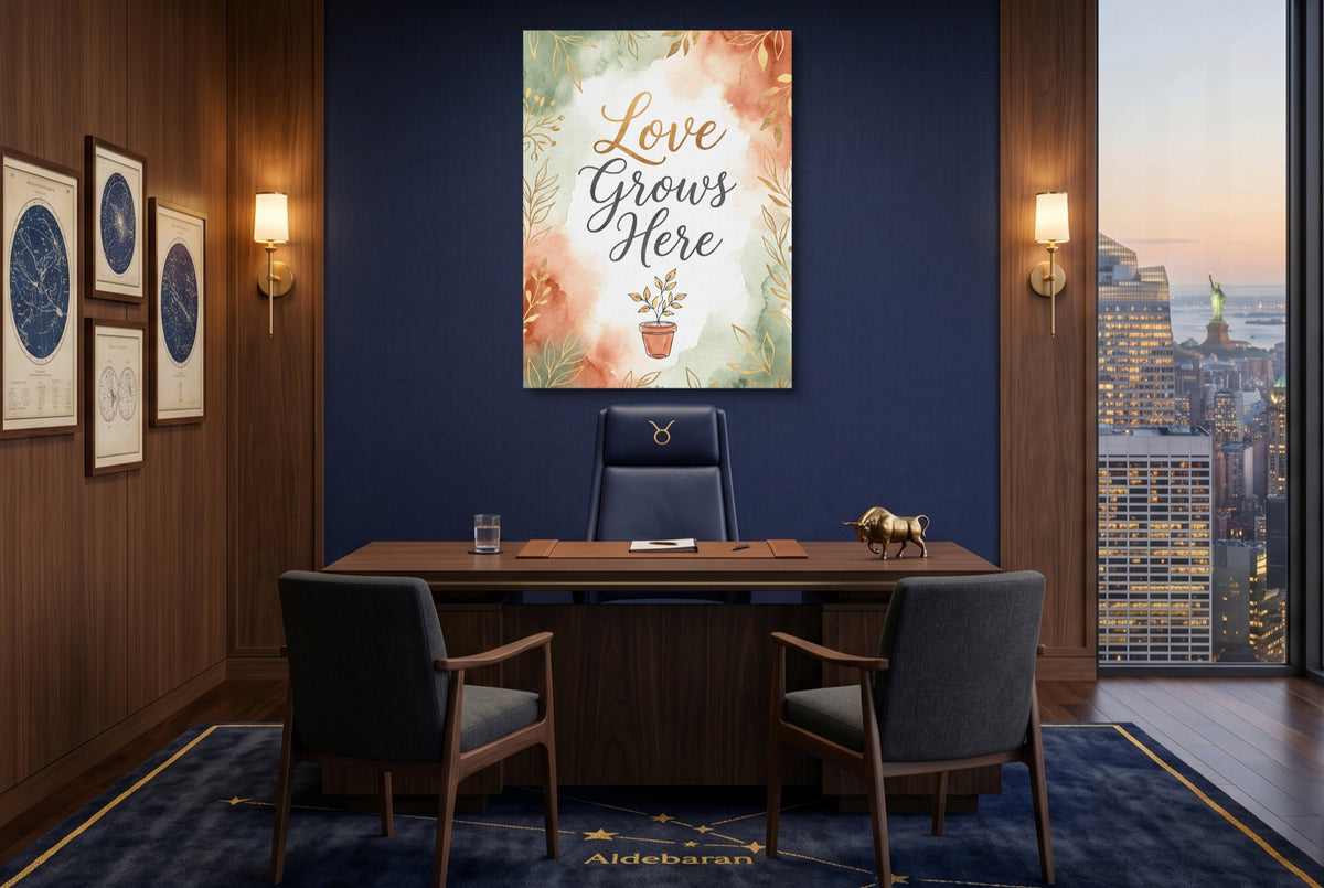 Quote Love Grows Here — quote love grows here office with city view 1port flush print