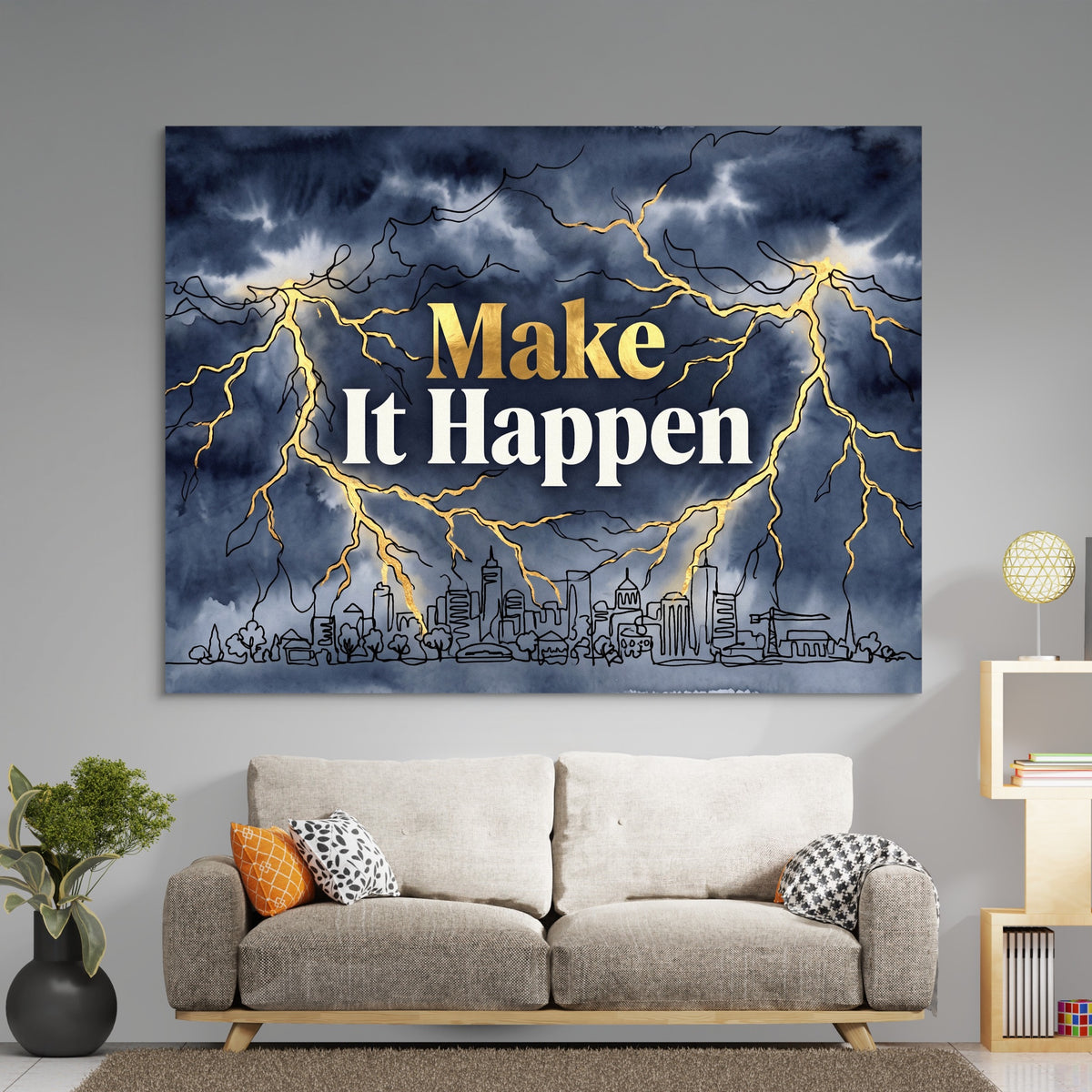 Quote Make It Happen V2 — quote make it happen v2 sq boring room 1land flush print