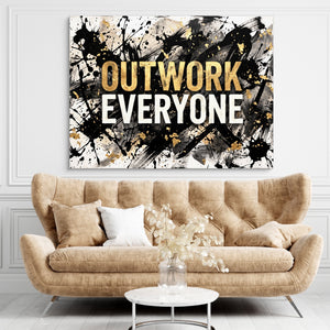Quote Outwork Everyone V2 — quote outwork everyone v2 sq brown living room 1land flush print