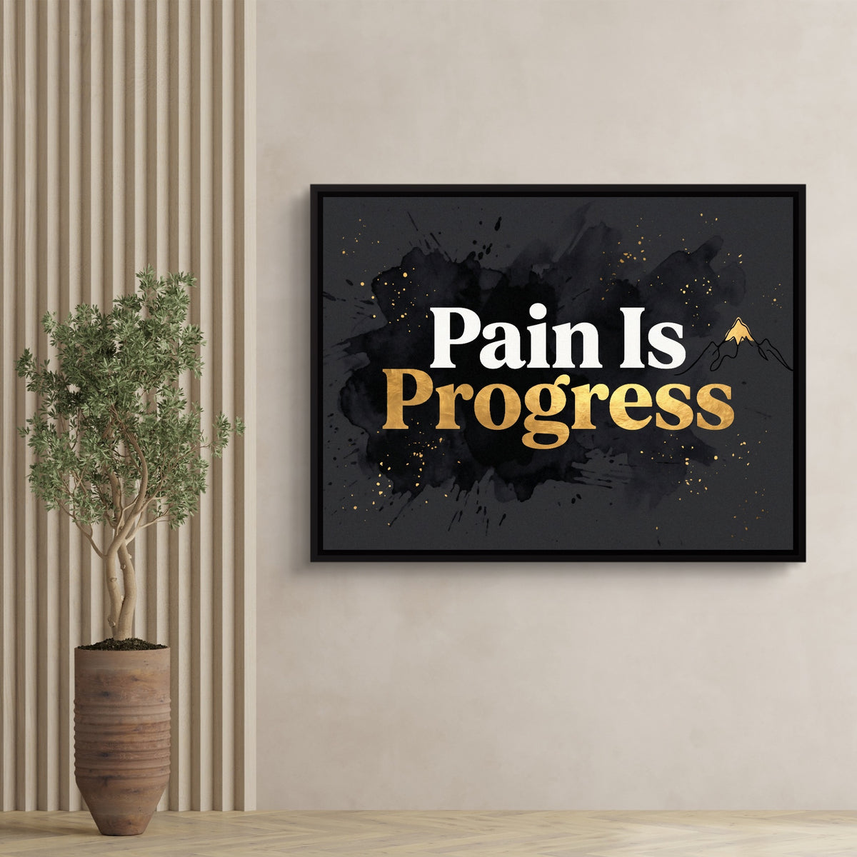 Quote Pain Is Progress — quote pain is progress sq tree wall 1land framed black