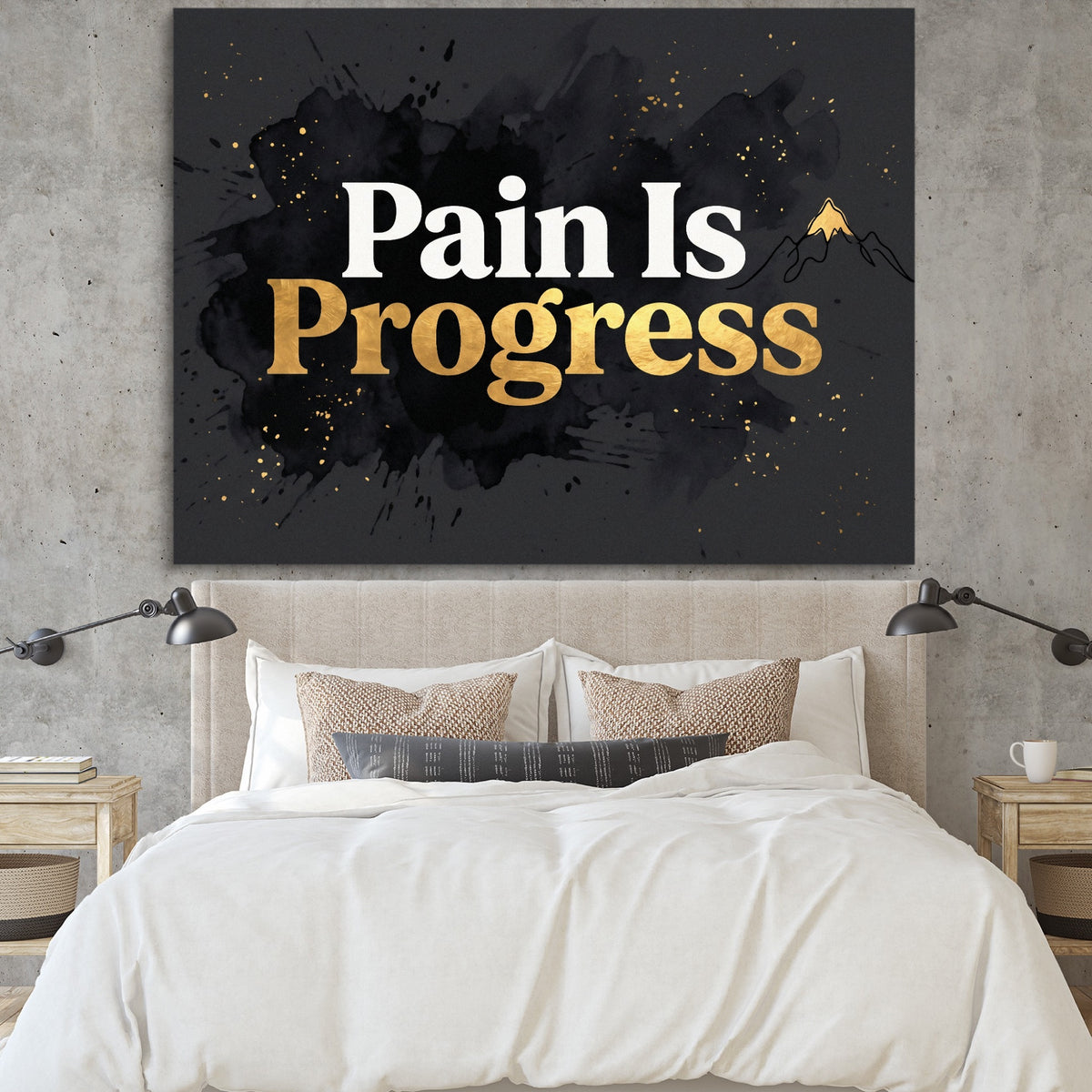 Quote Pain Is Progress — quote pain is progress sq bedroom cement wall 1land flush print