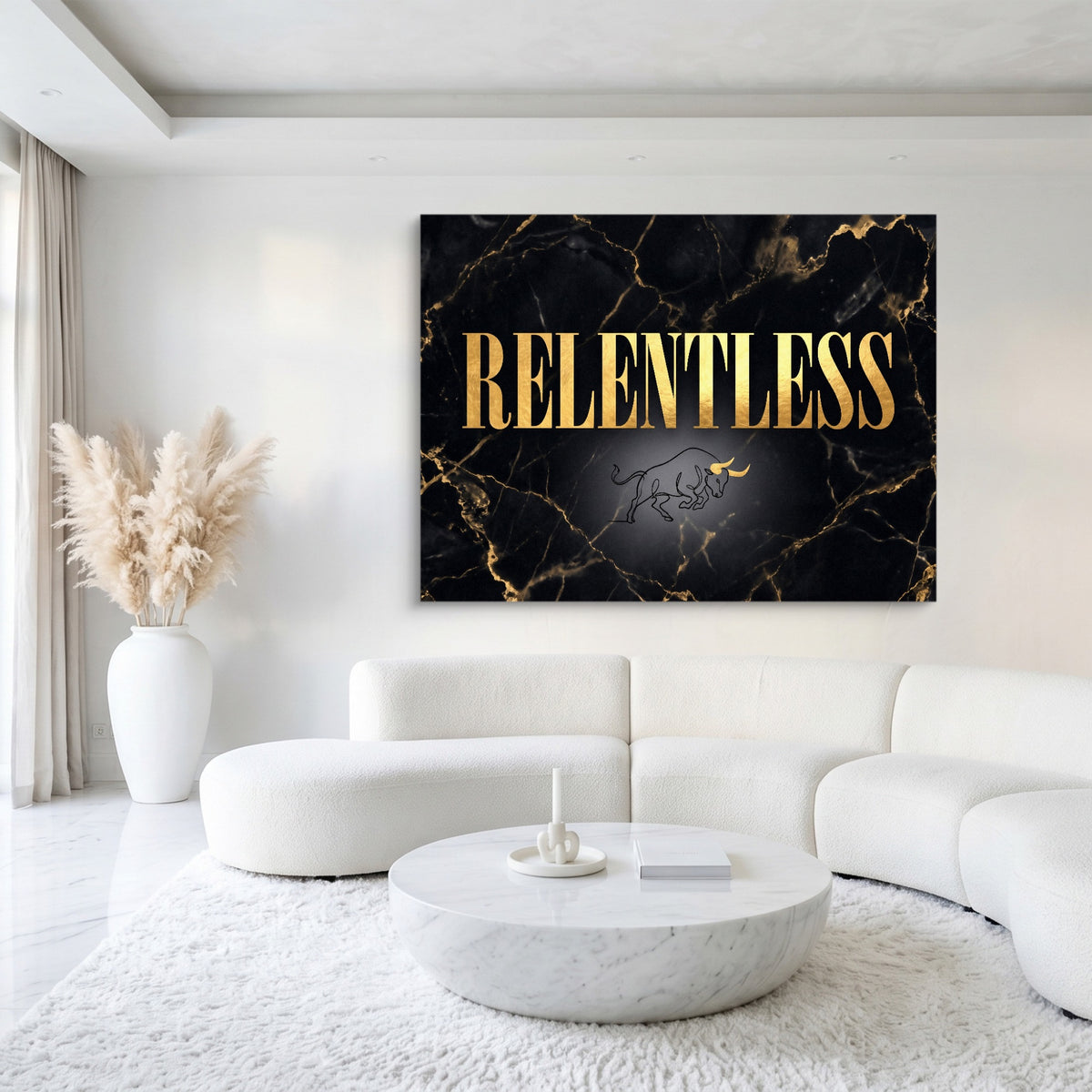 Quote Relentless — quote relentless sq white luxury 1land flush print