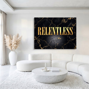 Quote Relentless — quote relentless sq white luxury 1land flush print