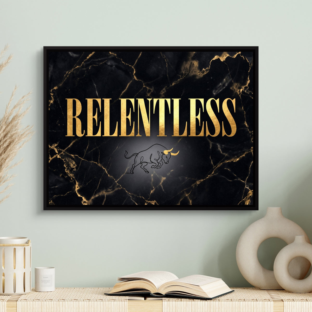 Quote Relentless — quote relentless sq book table 1land framed black