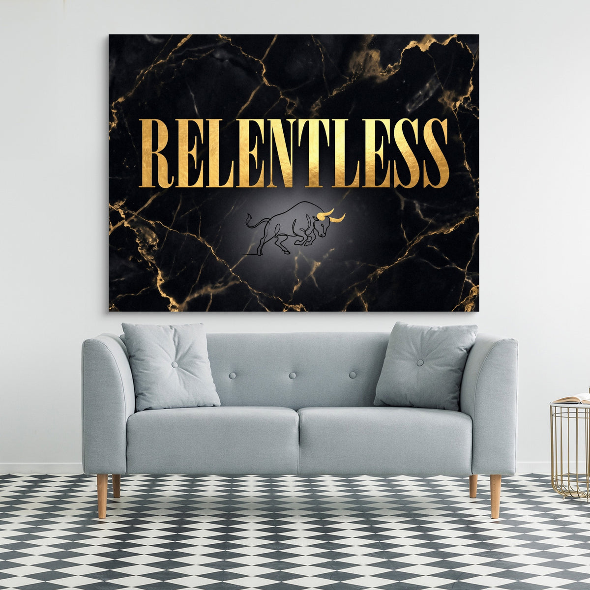 Quote Relentless — quote relentless sq checkered floor 1land flush print