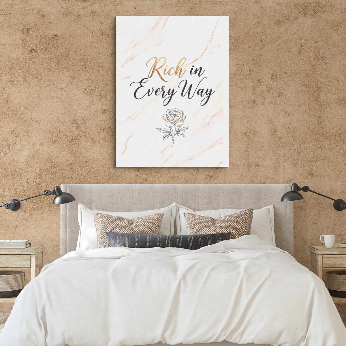 Quote Rich In Every Way — quote rich in every way sq clay paper bedroom 1port flush print