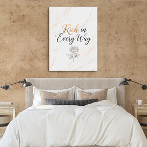 Quote Rich In Every Way — quote rich in every way sq clay paper bedroom 1port flush print