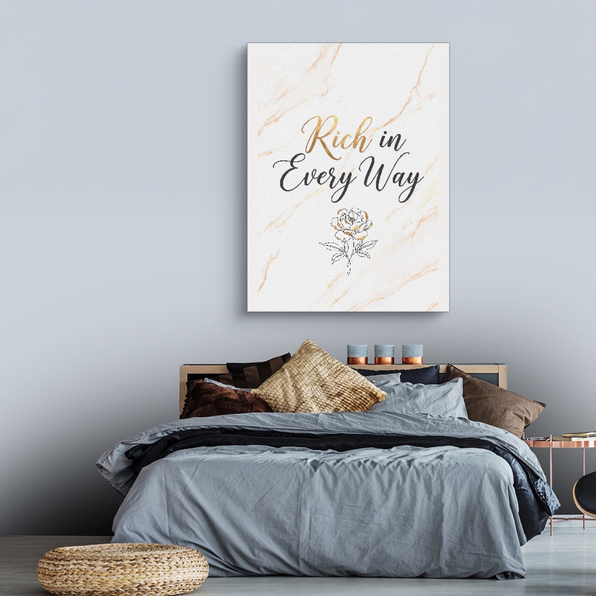 Quote Rich In Every Way — quote rich in every way sq land comfortable bedroom 1port flush print