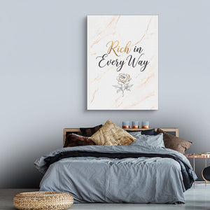 Quote Rich In Every Way — quote rich in every way sq land comfortable bedroom 1port flush print