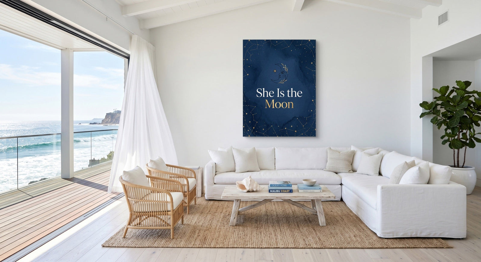 Quote She Is The Moon — quote she is the moon white studio framed black
