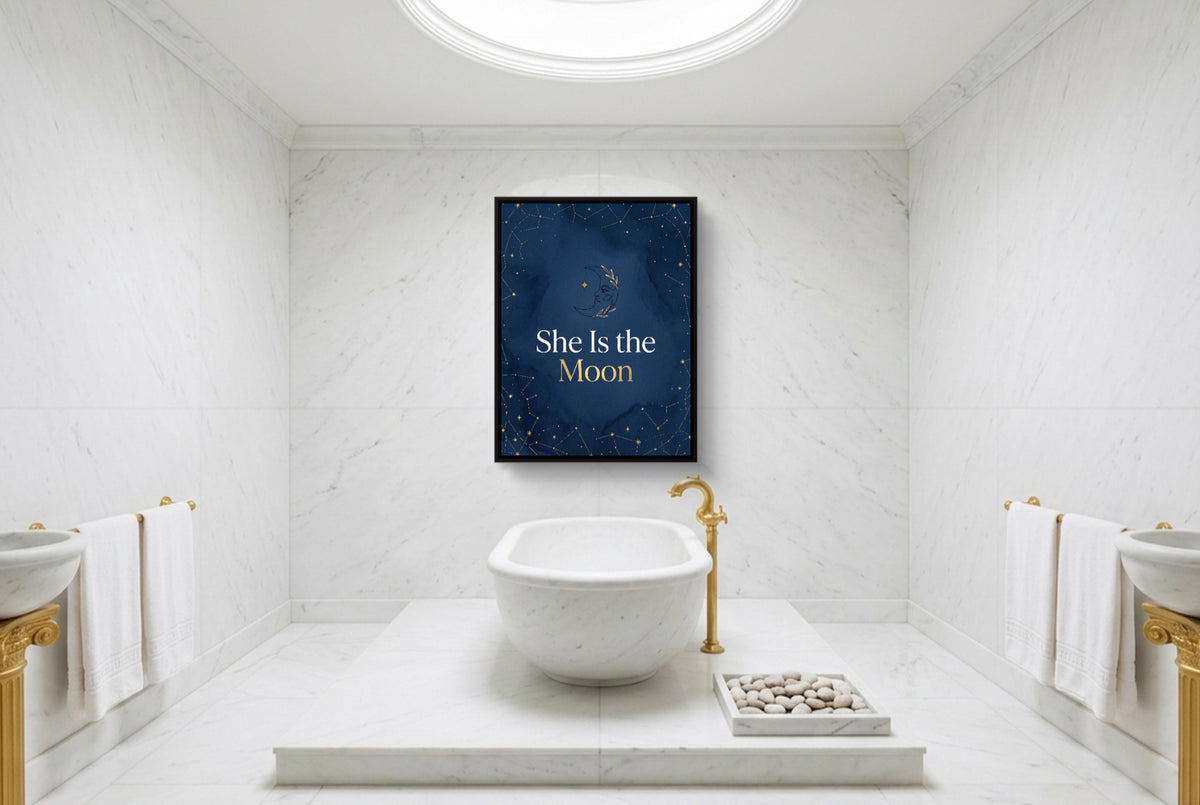 Quote She Is The Moon — quote she is the moon luxury bathroom interior 2 1port framed black