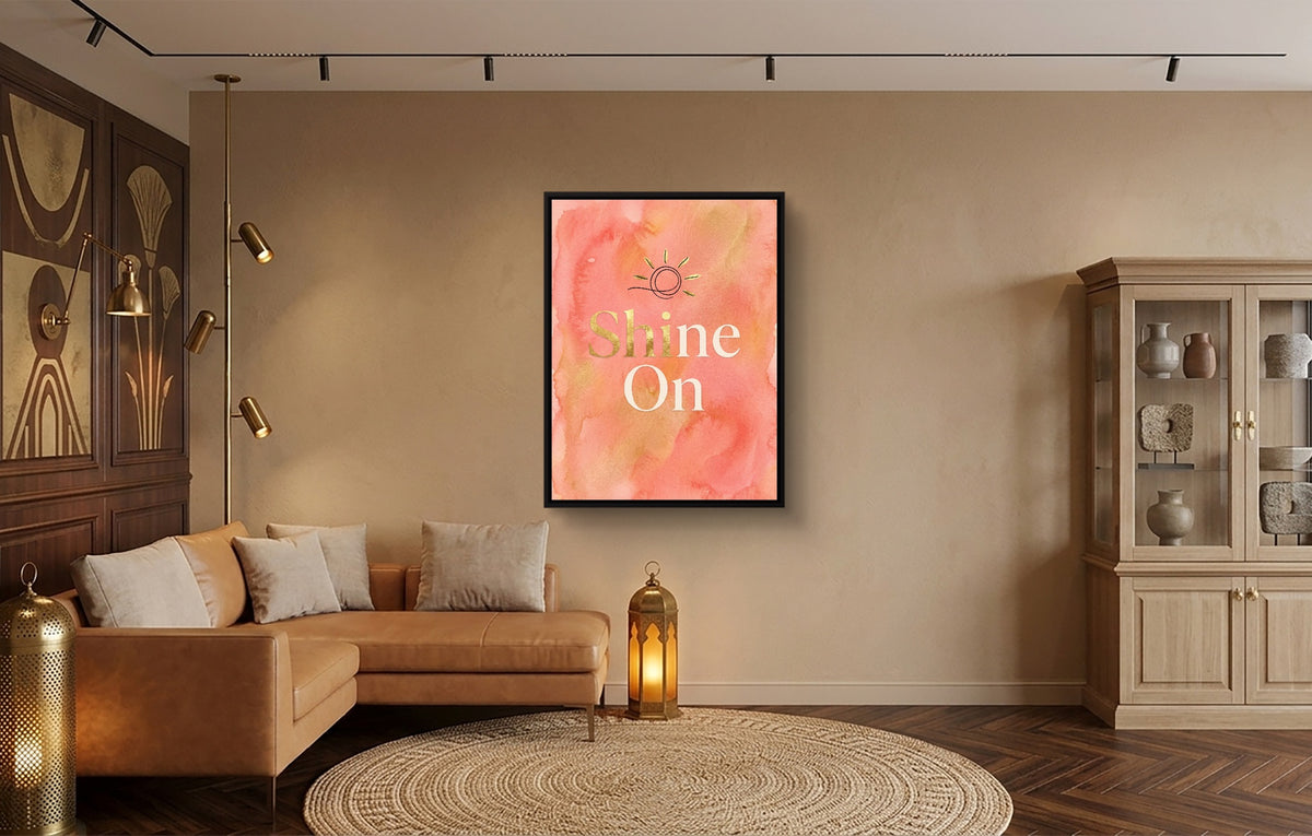 Quote Shine On — quote shine on warm living room 1port framed black