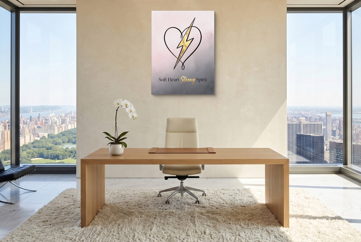 Quote Soft Heart Strong Spirit — quote soft heart strong spirit office with city view 5 1port flush print