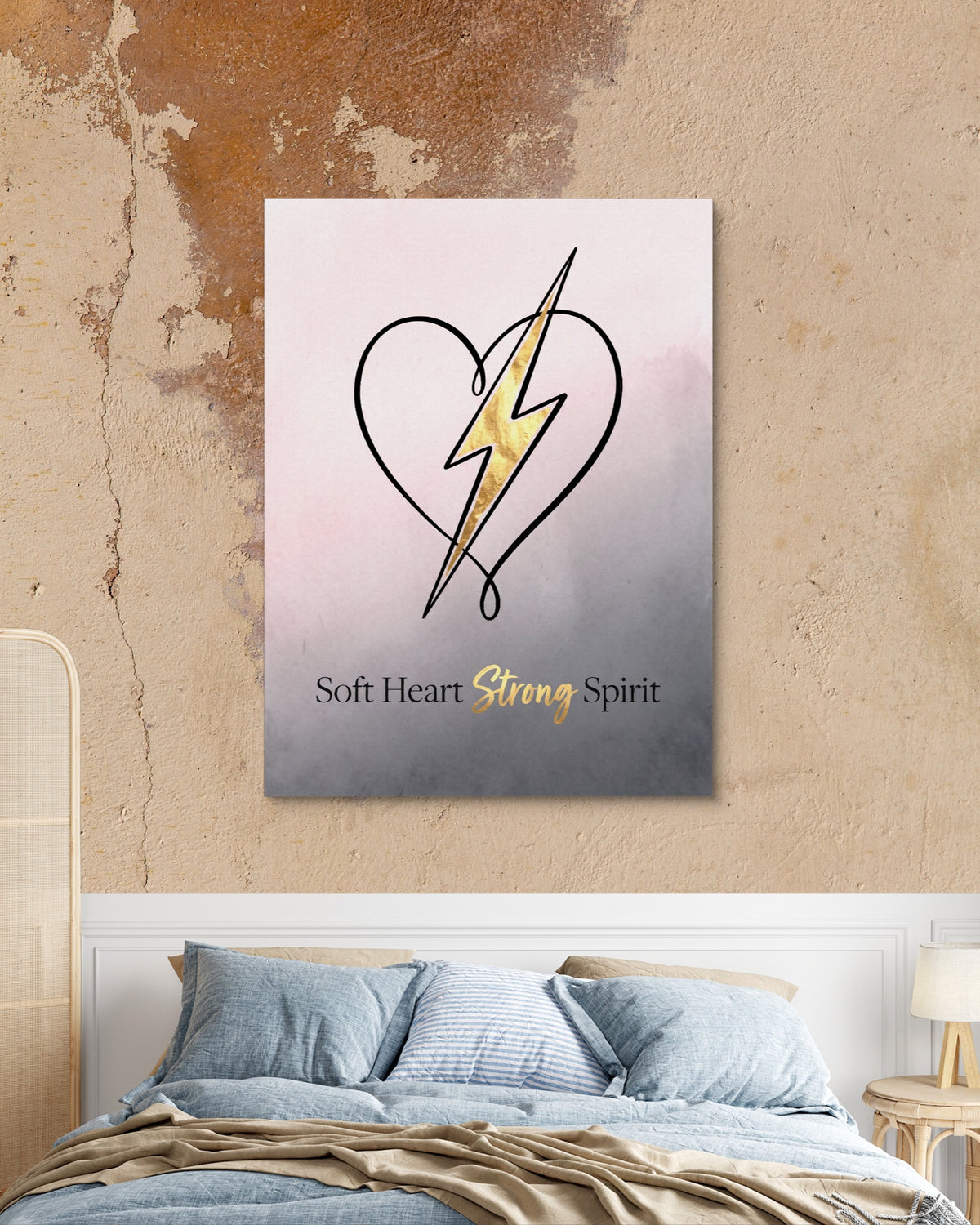 Quote Soft Heart Strong Spirit — quote soft heart strong spirit psd mocha bedroom 1port flush print