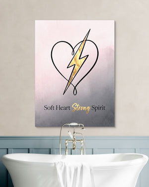 Quote Soft Heart Strong Spirit — quote soft heart strong spirit psd white wall green bath 1port flush print