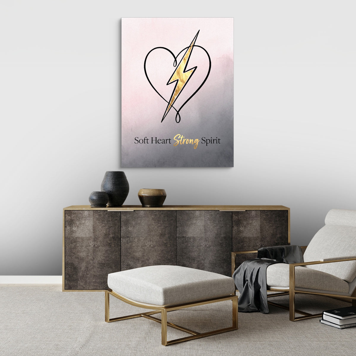 Quote Soft Heart Strong Spirit — quote soft heart strong spirit sq best living room land close 1port flush print