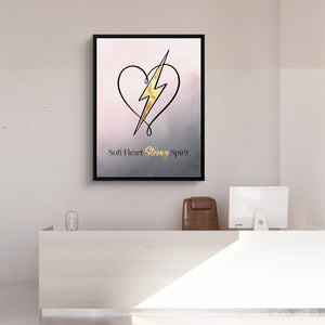 Quote Soft Heart Strong Spirit — quote soft heart strong spirit sq reception desk 1port framed black