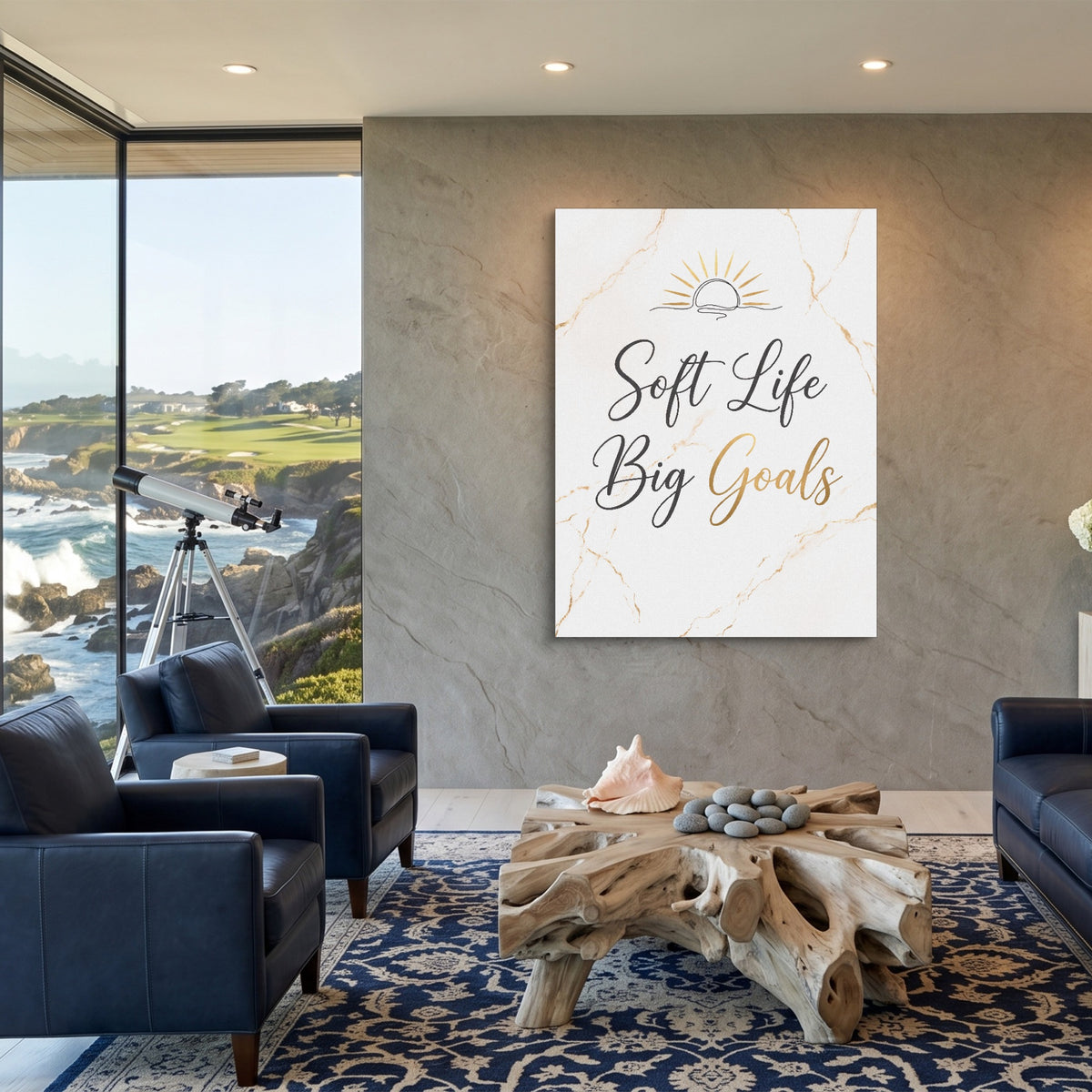 Quote Soft Life Big Goals — quote soft life big goals sq coastal views 1port flush print