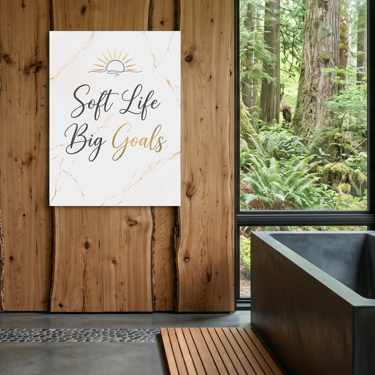 Quote Soft Life Big Goals — quote soft life big goals sq outdoor bathroom log 1port flush print
