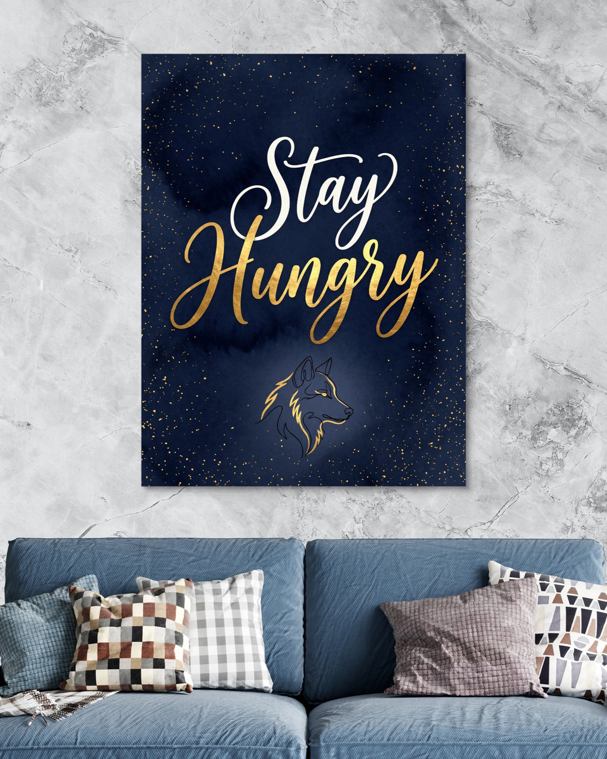 Quote Stay Hungry — quote stay hungry psd marble blue couch 1port flush print