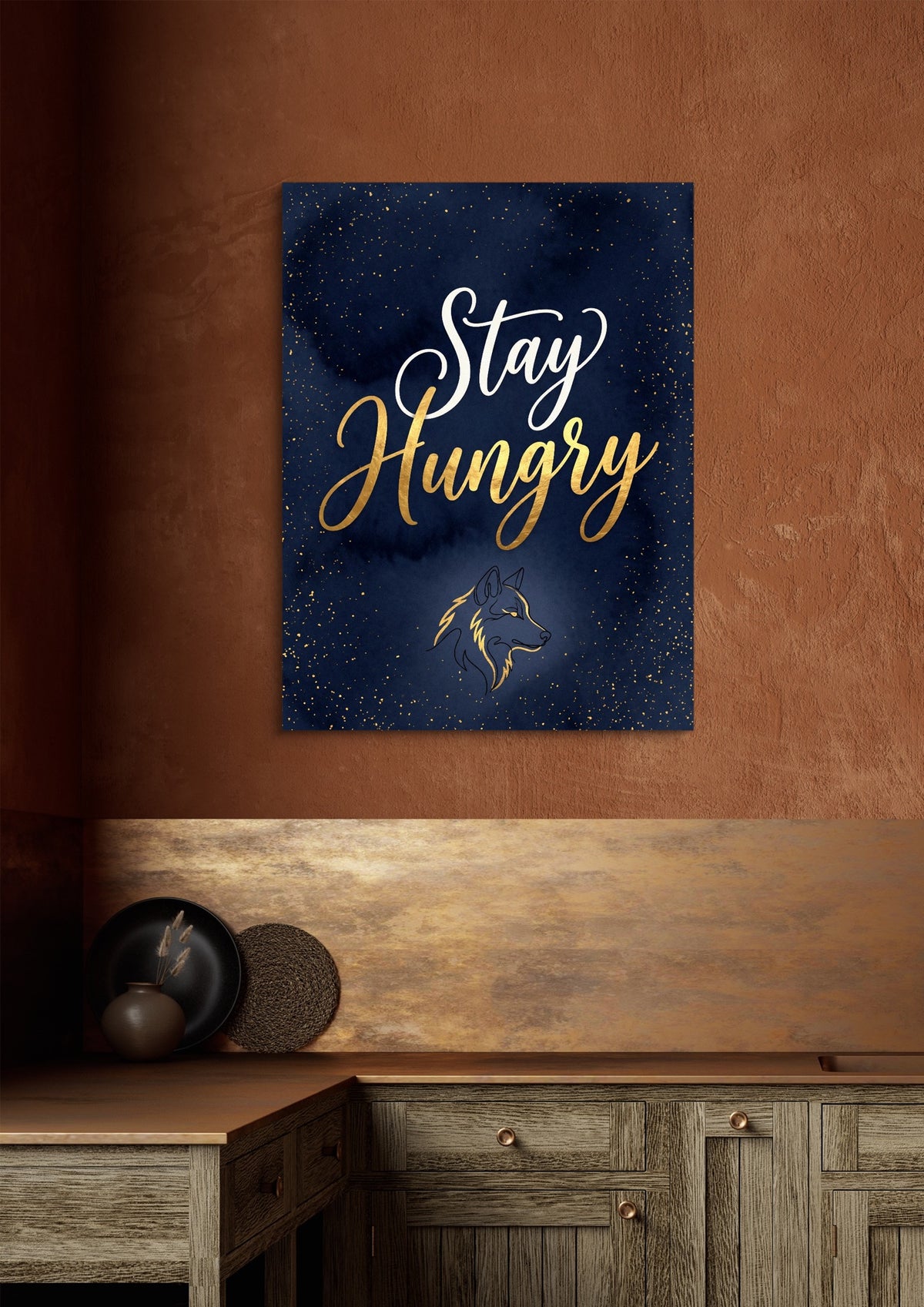 Quote Stay Hungry — quote stay hungry sq brown luxe 1port flush print