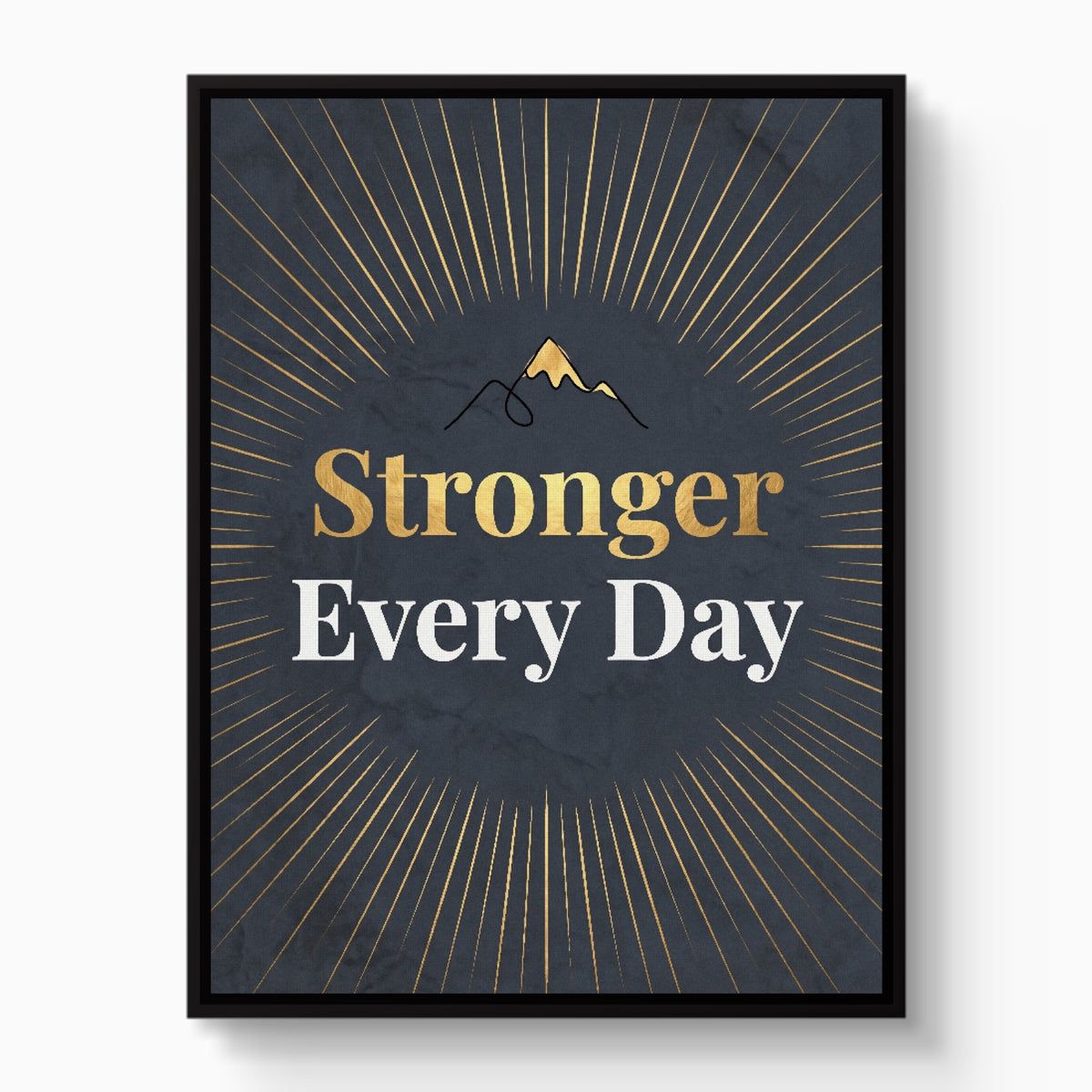 Quote Stronger Every Day — quote stronger every day white studio framed black
