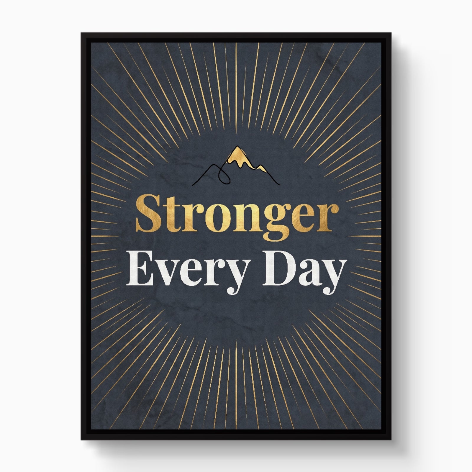 Quote Stronger Every Day — quote stronger every day white studio framed black