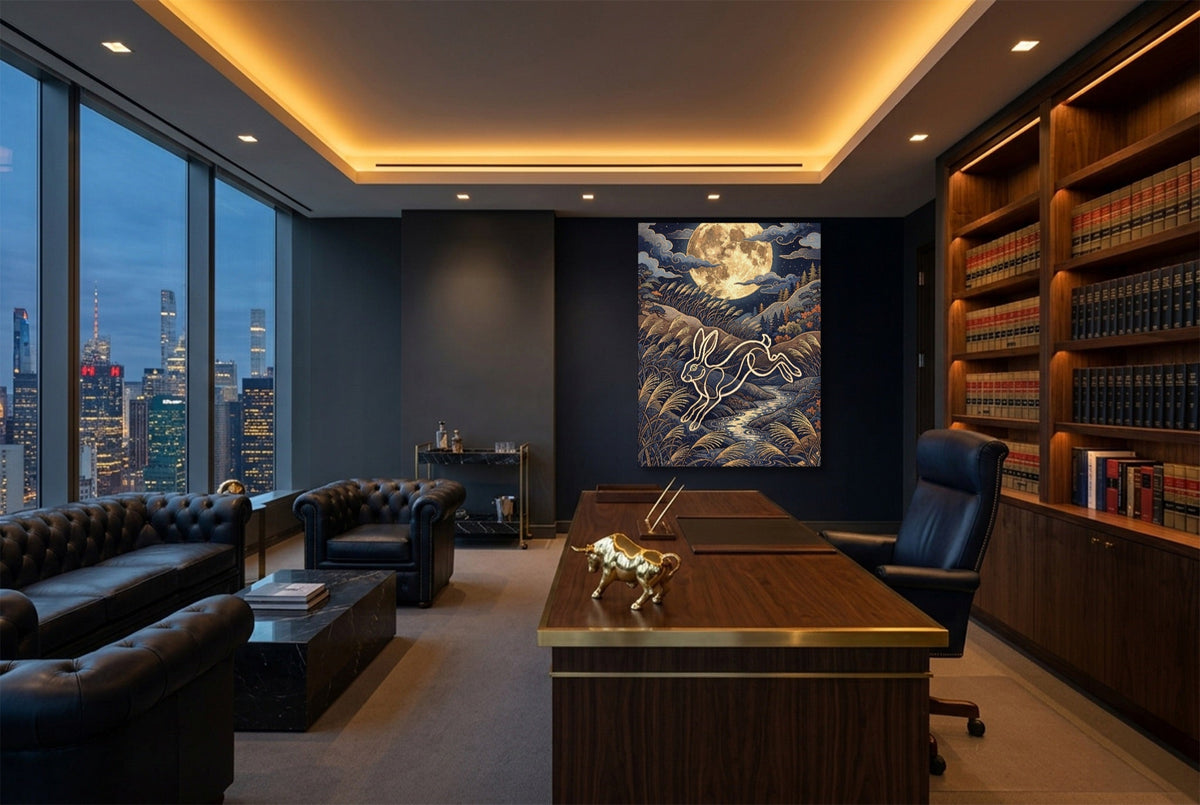 Rabbit Leaping Stream - Luxury Wall Art